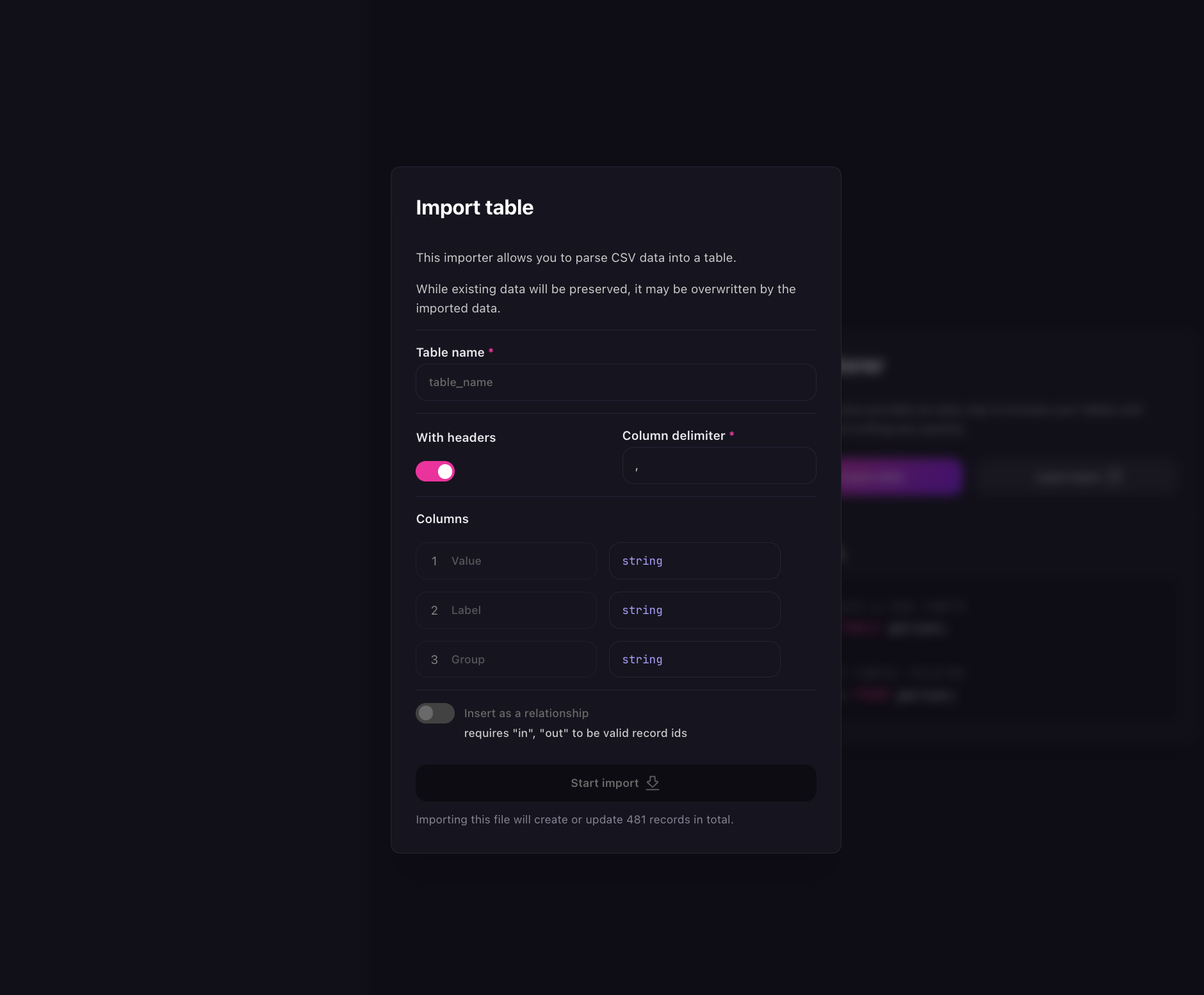 Surrealist import view